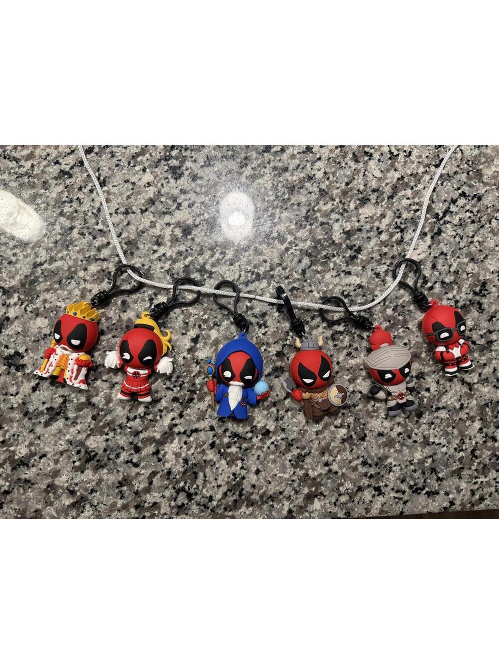 Marvel Deadpool Collectible Bag Clip Keychain Figure Lot of 6